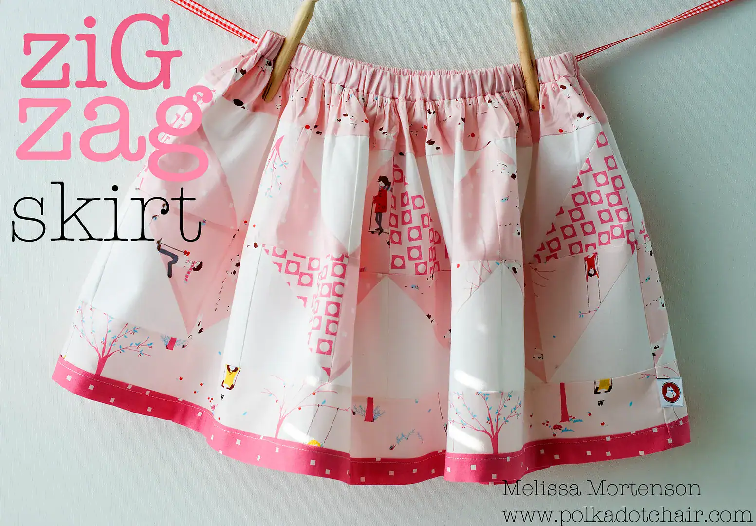 DIY Zig Zag Skirt hanging from white wall.