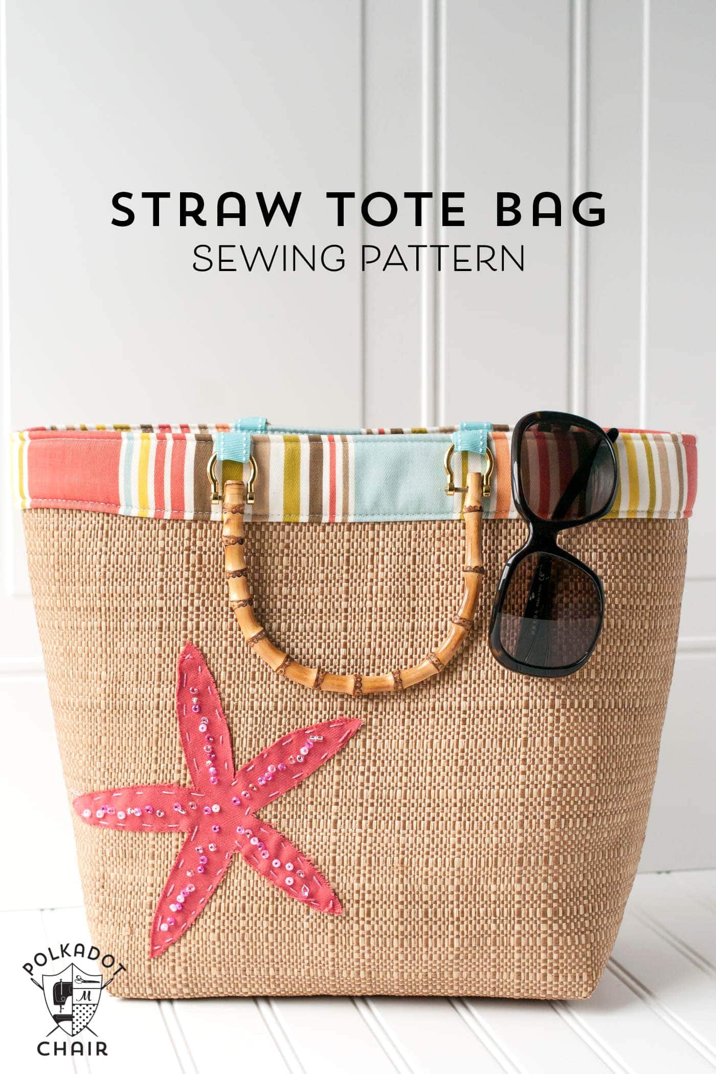 Free Sewing Pattern for a Straw Tote Bag - cute summer beach bag pattern!