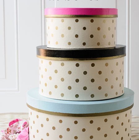 DIY Gold Polka Dot Hat Boxes on polkadotchair.com