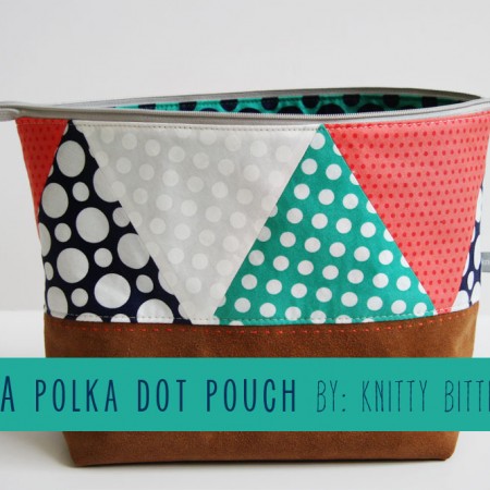 Polka Dot & Leather Zip Pouch by Knitty Bitties