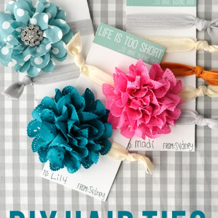 DIY Hair Tie Gift Idea & free printable "Life is too short to have boring hair" gift cards