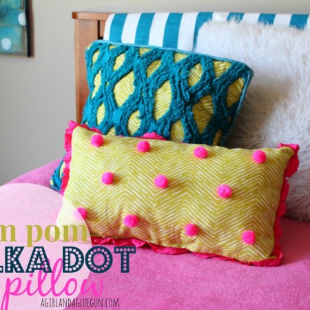 Pom Pom Polka Dot Pillow by a Girl and a Glue Gun