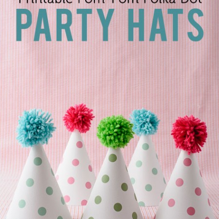 Printable Pom Pom Polka Dot Party Hats on polkadotchair.com
