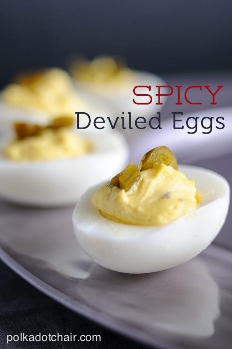 MIRACLE WHIP Spicy Deviled Eggs Recipe on Polka Dot Chair