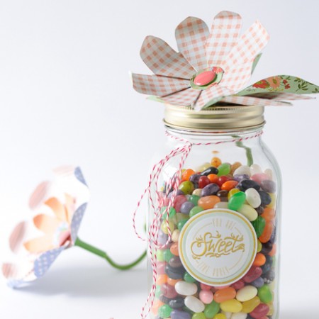 Paper Flower Mason Jar Craft Idea on polkadotchair.com