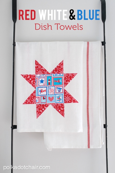 Red White and Blue Dish towels - would be cute to make for the 4th of July!