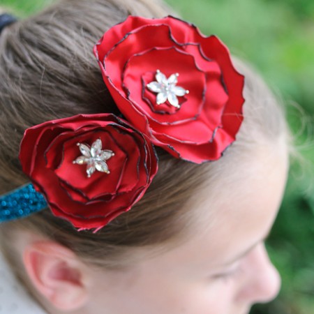 DIY Glitter Rose Headband on polkadotchair.com