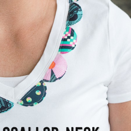 Scallop Neck T-Shirt Refashion Tutorial on polkadotchair.com
