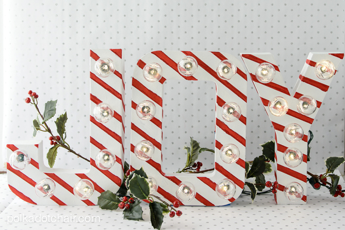 Candy Cane Stripe Christmas Marquee Letters by polkadotchair.com