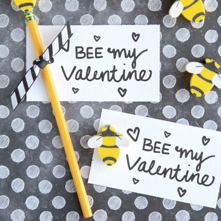 "Bee" My Valentine - free printable Valentine's. So cute with bee erasers for little kids or beeswax lip balm for big kids!