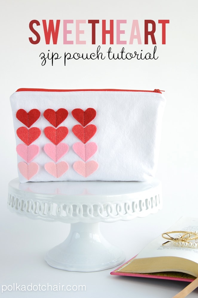 Sweetheart Zip Pouch Sewing Tutorial.. a cute and simple Valentine's Day Sewing Project