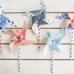 Cute tutorial on how to make a pinwheel using a paper straw. Great craft idea to decorate for the 4th of July.