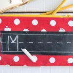 Cute pencil pouch sewing pattern, love the addition of chalkboard fabric to the front