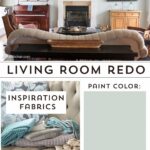 Living Room Decor Ideas, the paint color on the walls is Serene Journey by BEHR