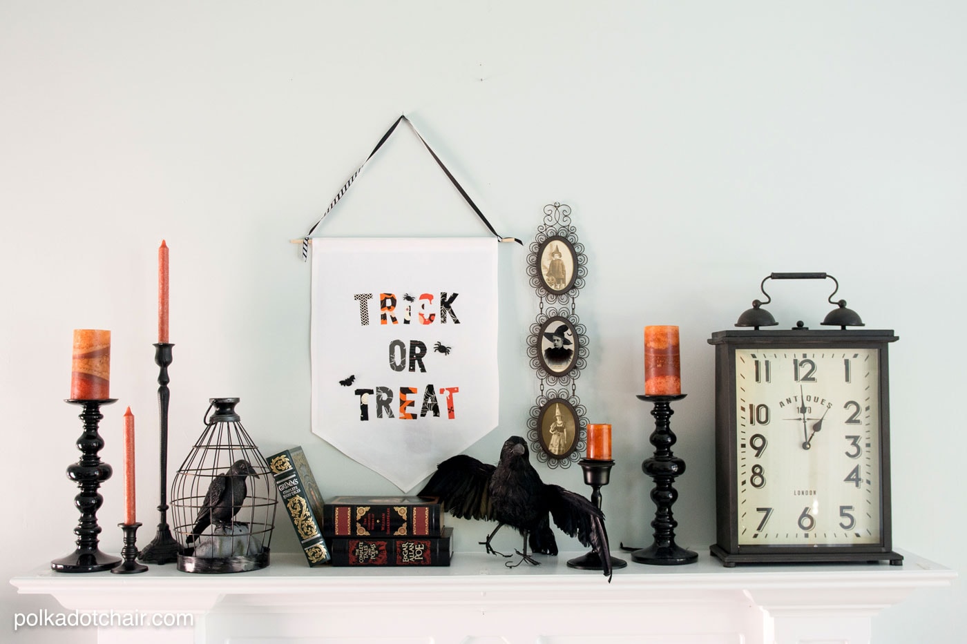 Cute Halloween Trick or Treat Fabric Banner Tutorial by Melissa of polkadotchair.com