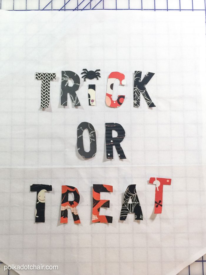 Cute Halloween Trick or Treat Fabric Banner Tutorial by Melissa of polkadotchair.com
