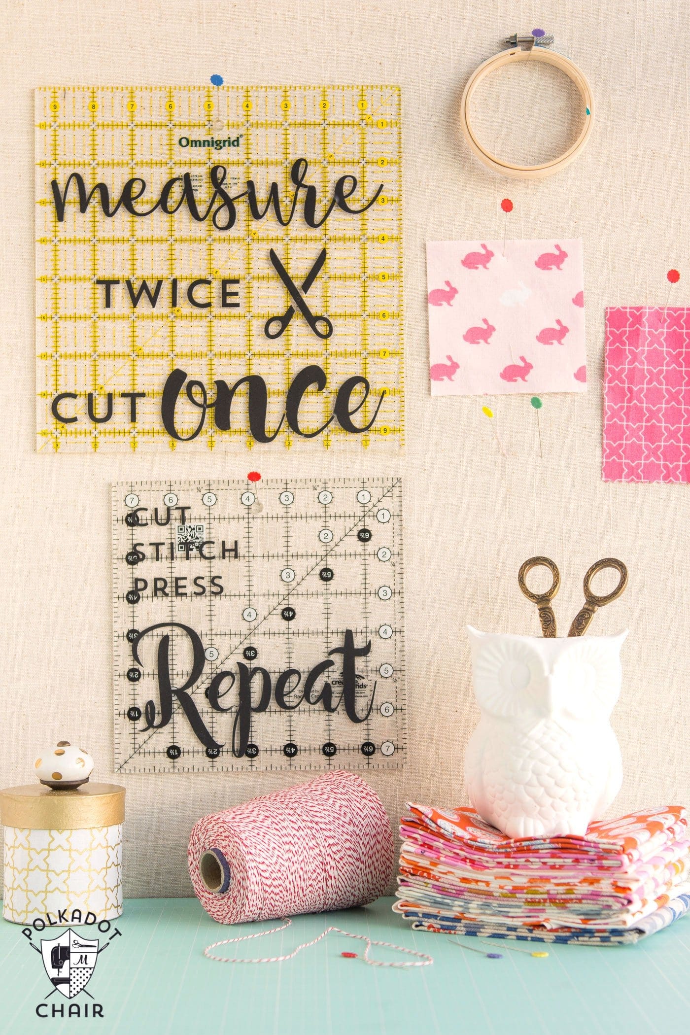 DIY Sewing Room Decor Ideas {and free Cricut Cut Files
