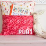 How to sew a personalized reading pillow with a pocket and handle - free sewing pattern and tutorial on polkadotchair.com