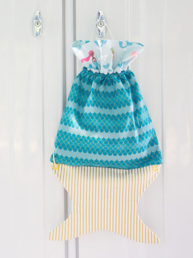 Mermaid backpack on white locker
