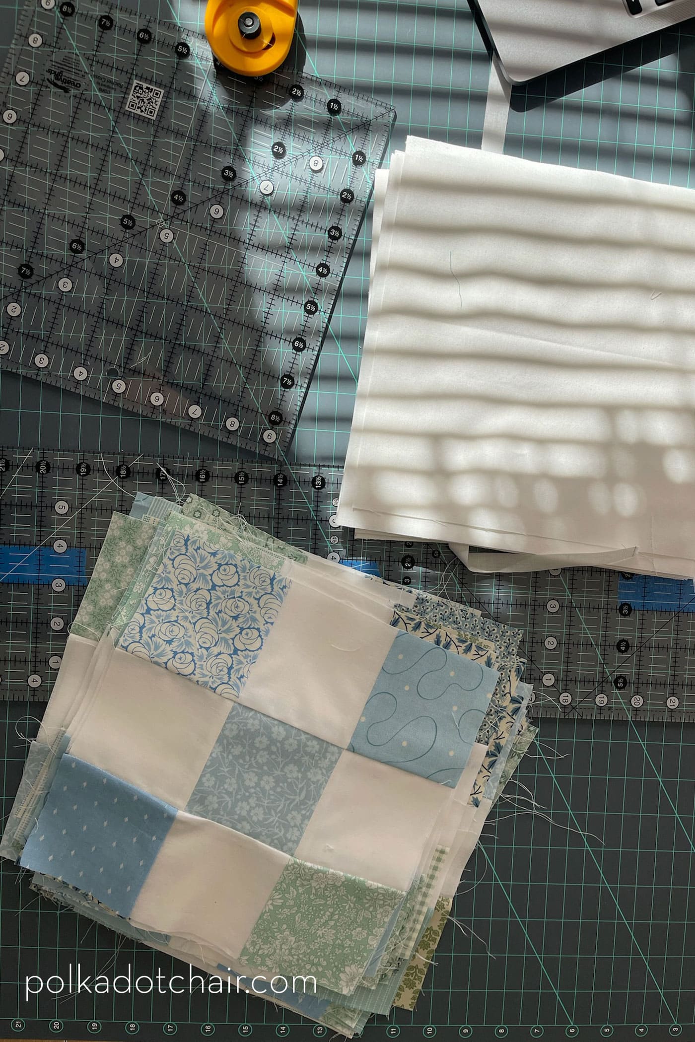 quilt blocks on cutting mat