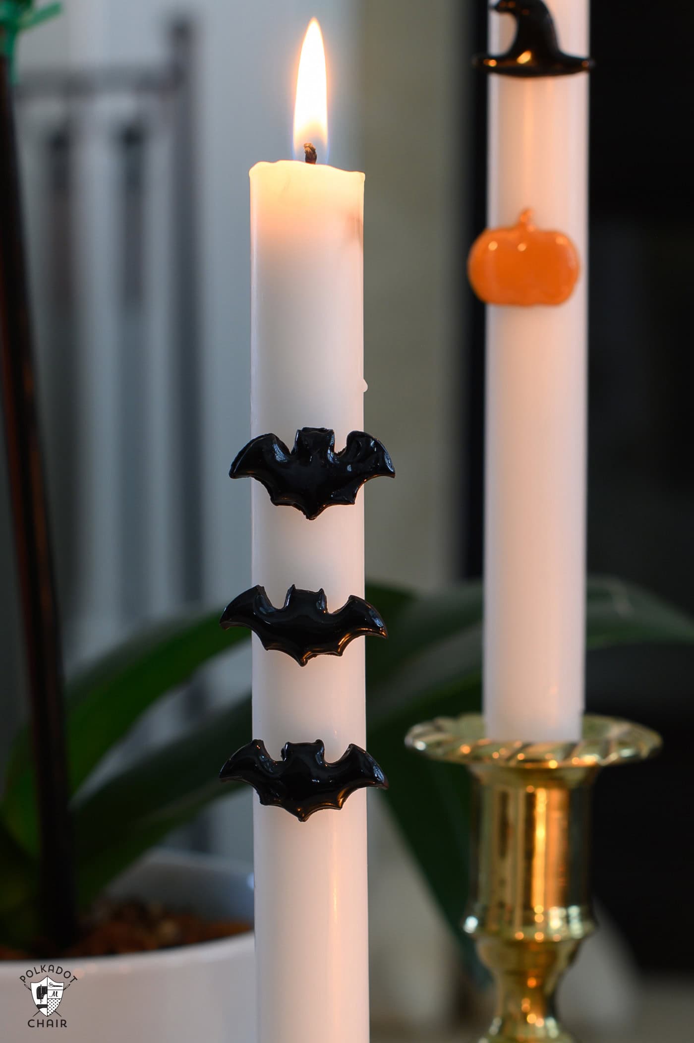 candle pins on white taper candles