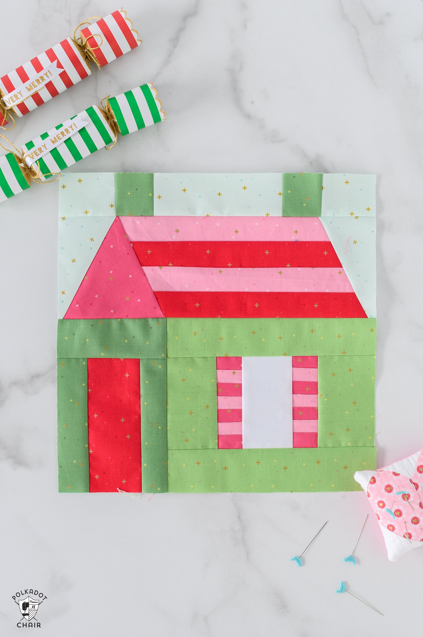 house block on white countertop