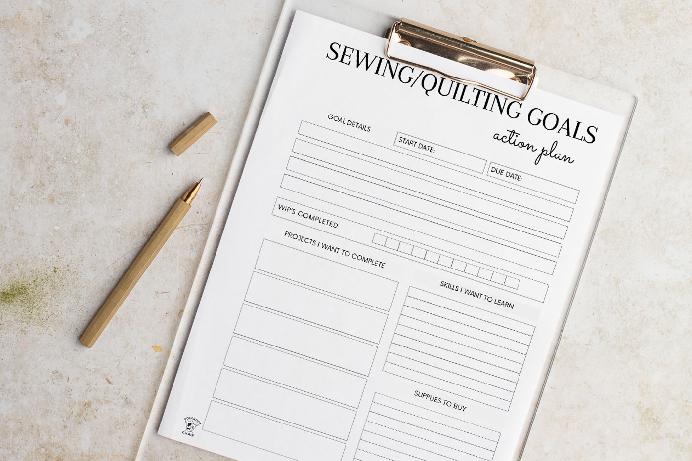 goals worksheet on clipboard on table