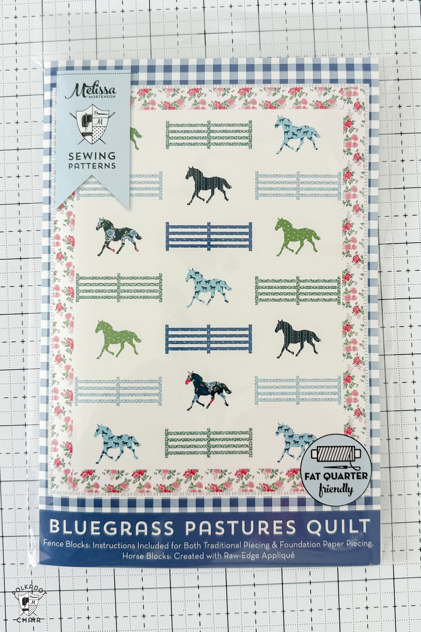 printed sewing pattern on white cutting mat