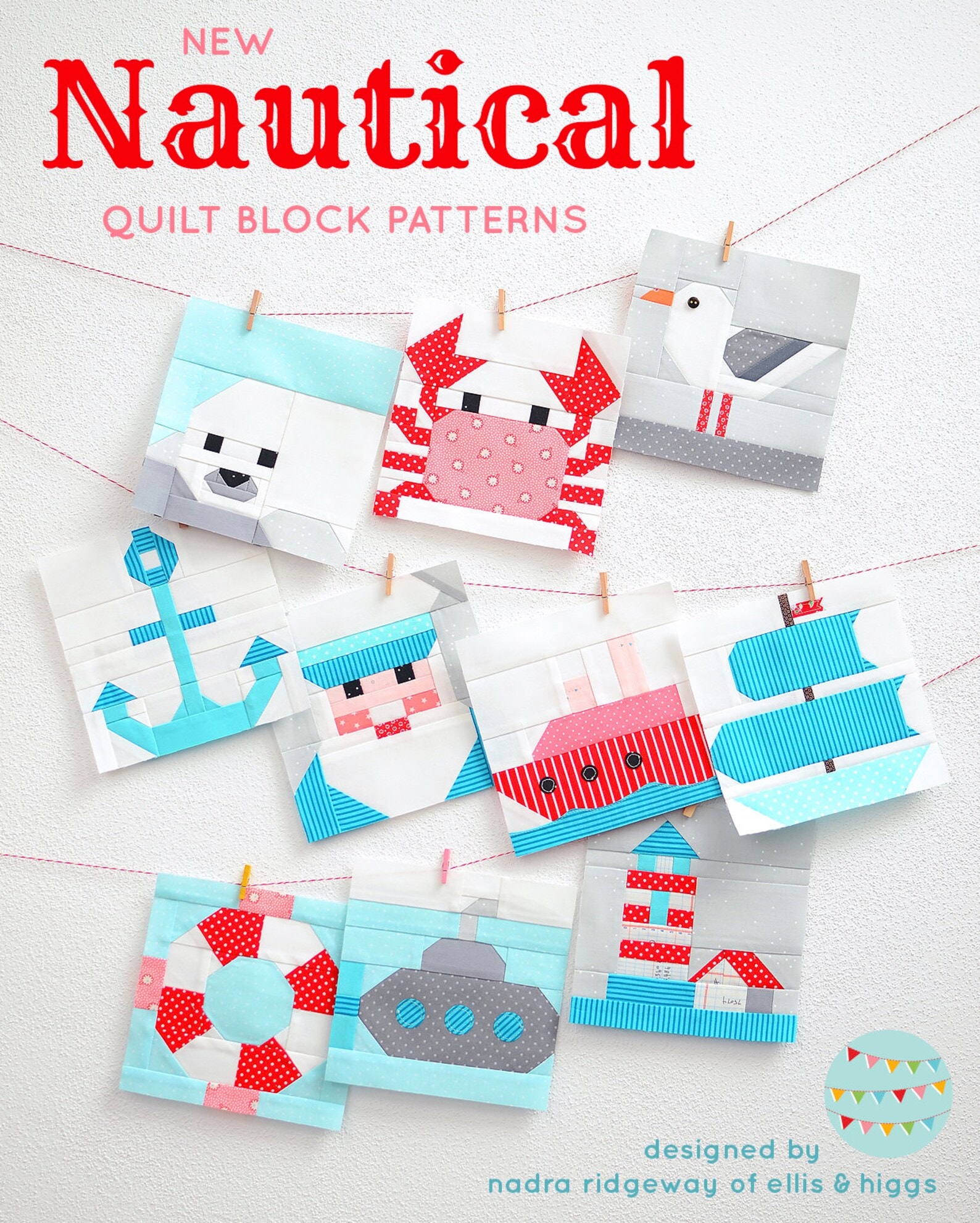various nautical quilt blocks on white board