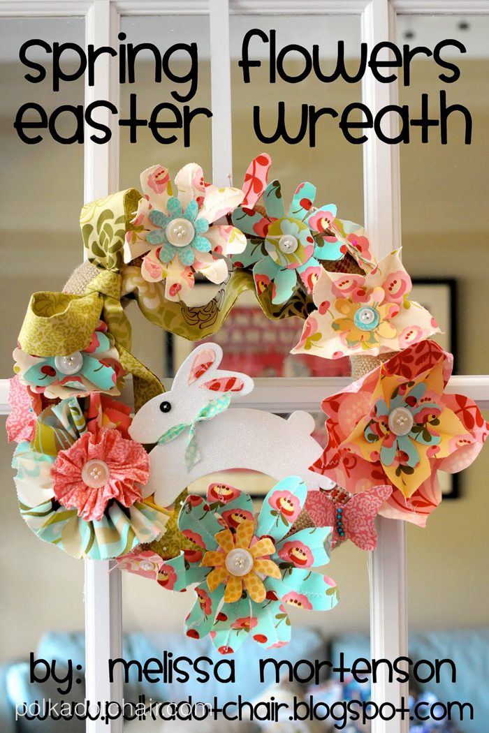 Cute DIY Wreath for Easter made with fabric flowers