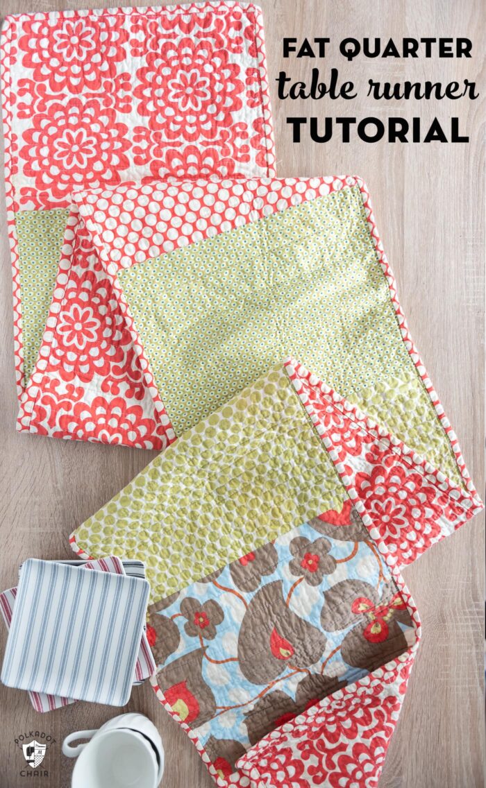 "Simple Fat Quarter Table Runner" is a Free Table Top Quilted Pattern designed by Melissa from the Polkadot Chair!