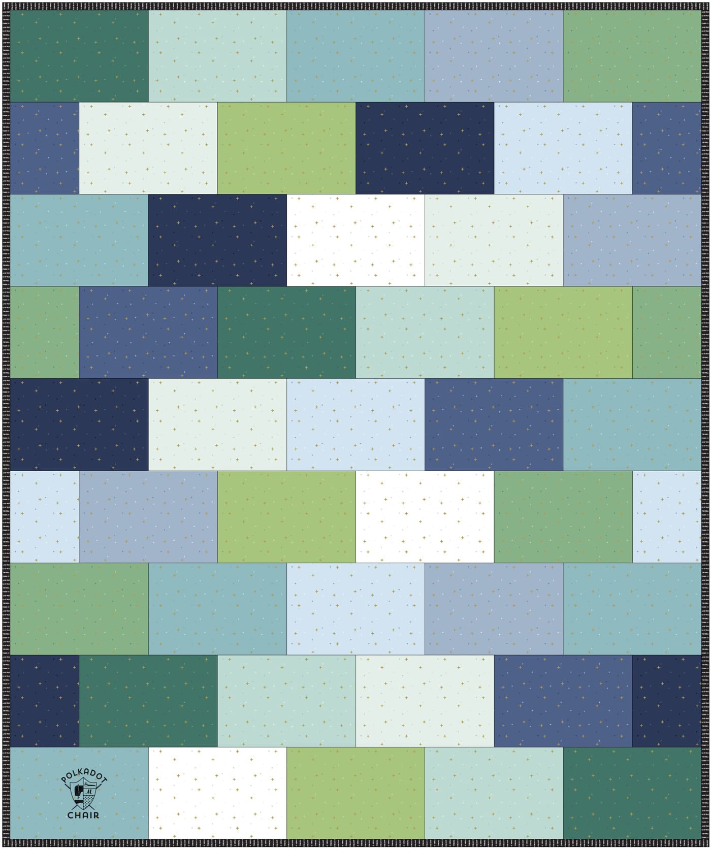 Mockup of quilt in blues and greens