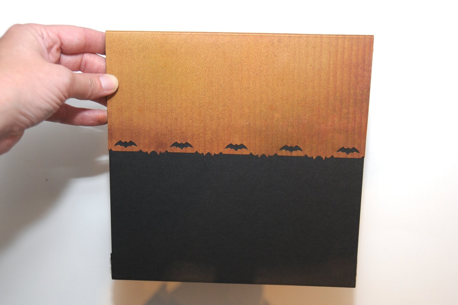 close up of DIY flip book made from chip board