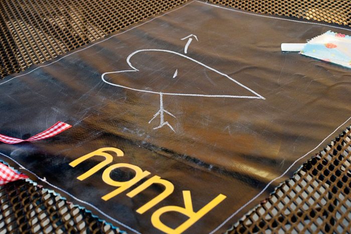 A free sewing pattern for a chalkboard placemat, would make a really cute gift.