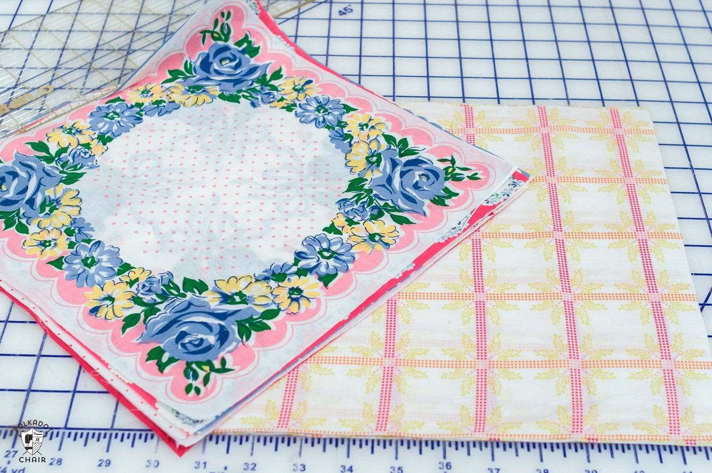 How to Make a Quilt from Vintage Hankies Polka Dot Chair
