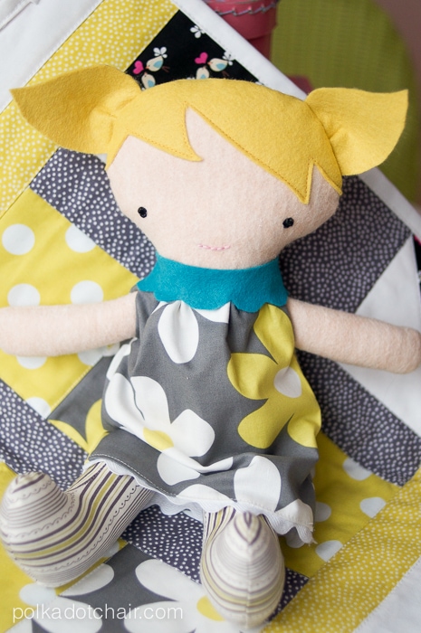 Cute Fabric Doll and Baby Quilt