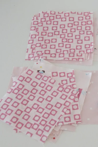 Fabric squares on white table