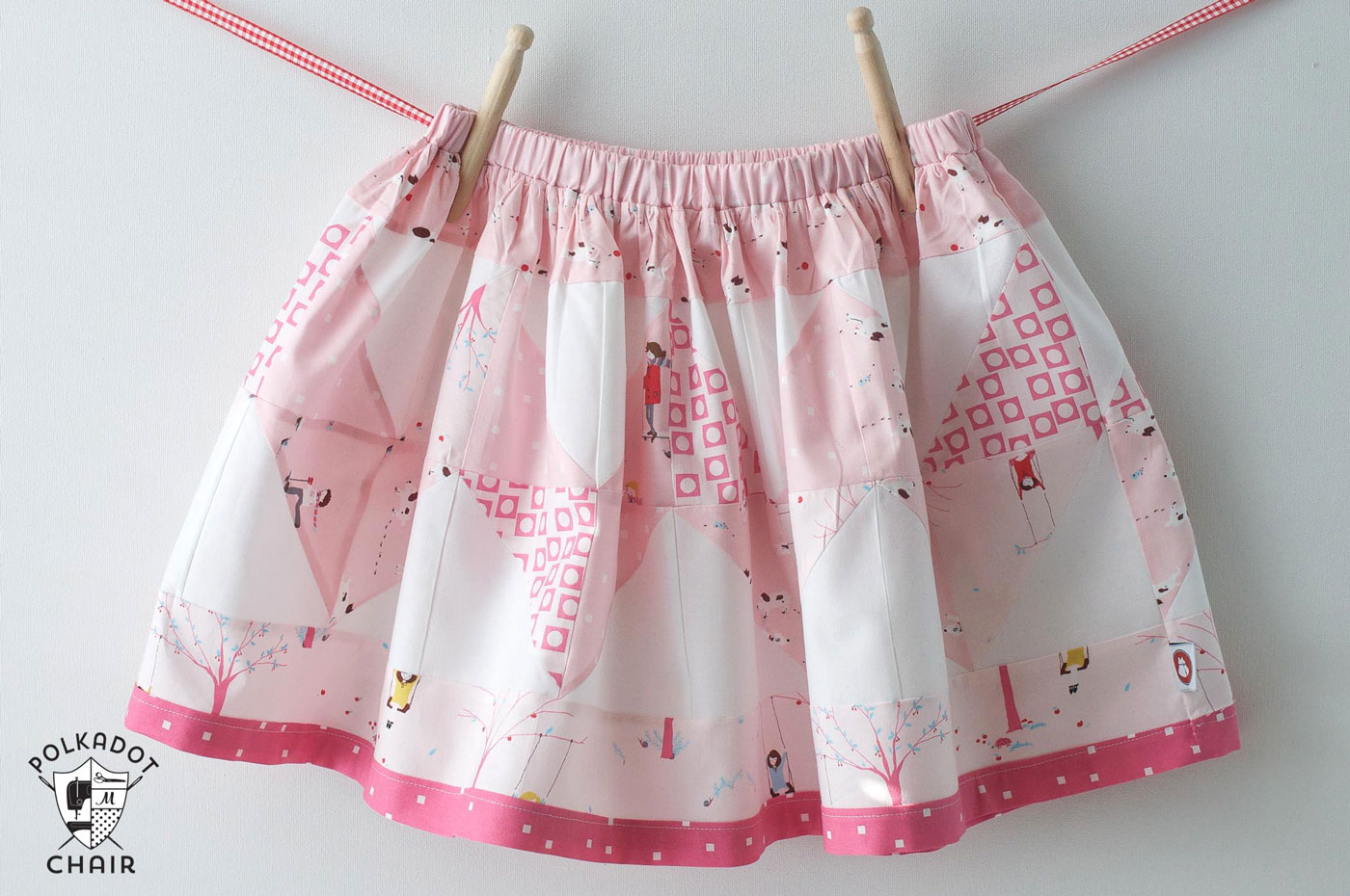 Free Sewing Tutorial to make a little girls patchwork zig zag skirt- uses charm packs- super quick and cute!