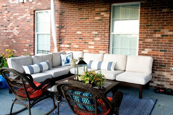 under deck space with rug and outdoor furniture