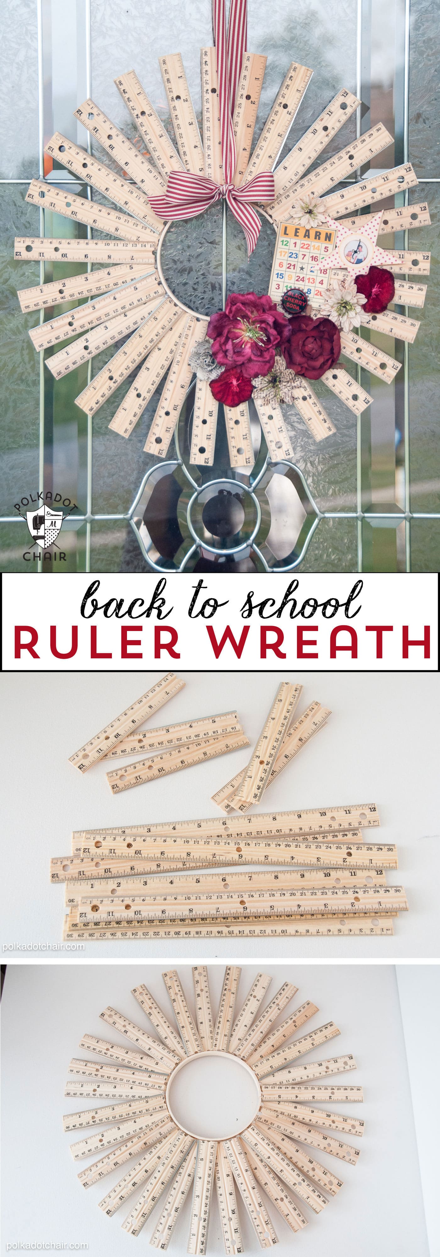 Back to School Craft Idea or Teacher Appreciation gift, a personalized DIY Ruler Wreath!