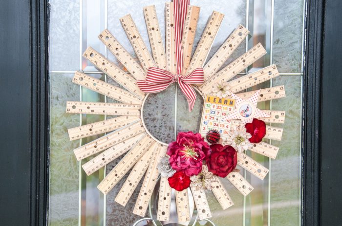 Back to School Craft Idea or Teacher Appreciation gift, a personalized DIY Ruler Wreath!