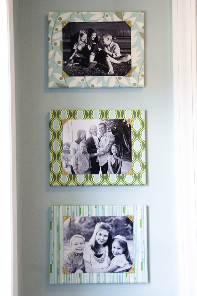 Fabric Covered Canvas Photo Framing Idea