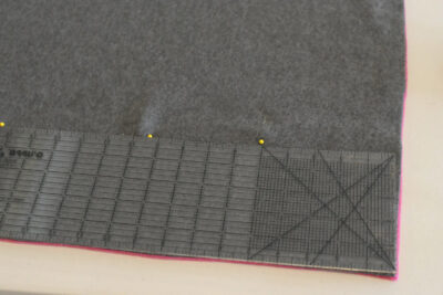 pink and gree fleece blanket under construction