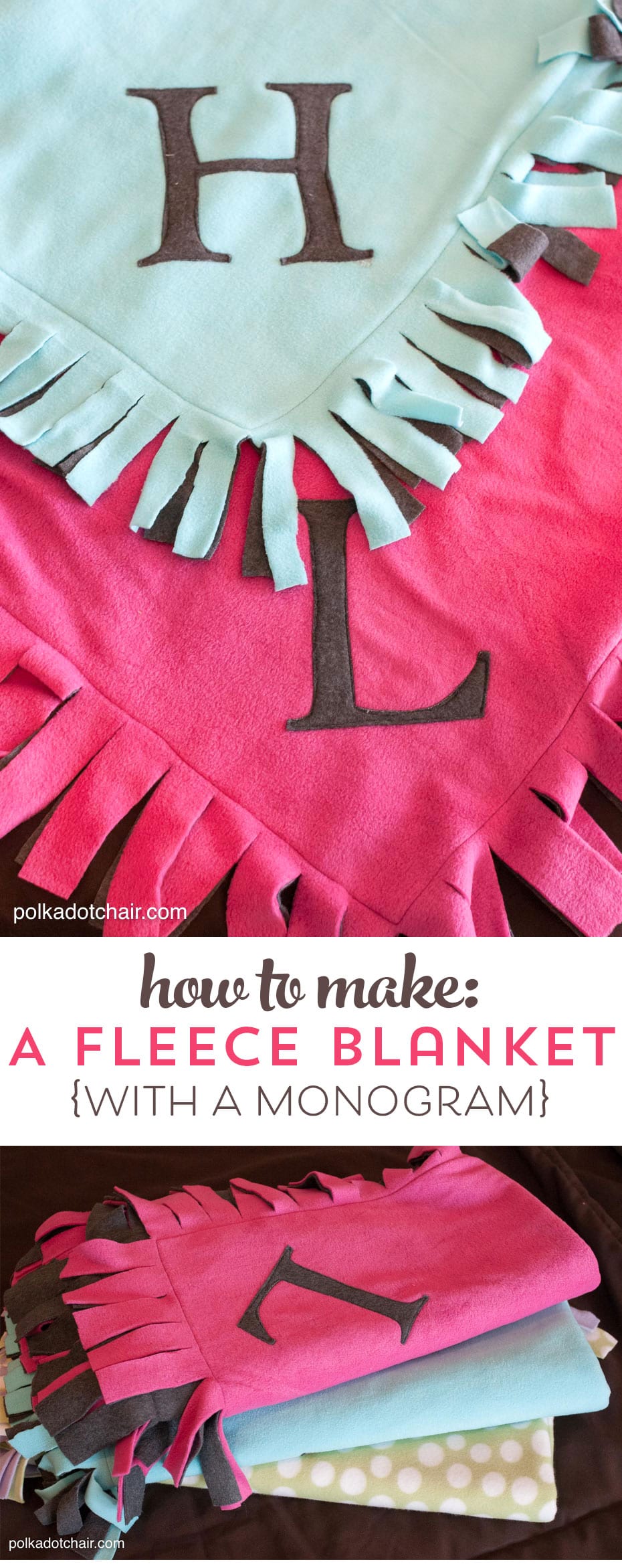 How to make a no tie polar fleece blanket with a monogram, makes a fun gift.