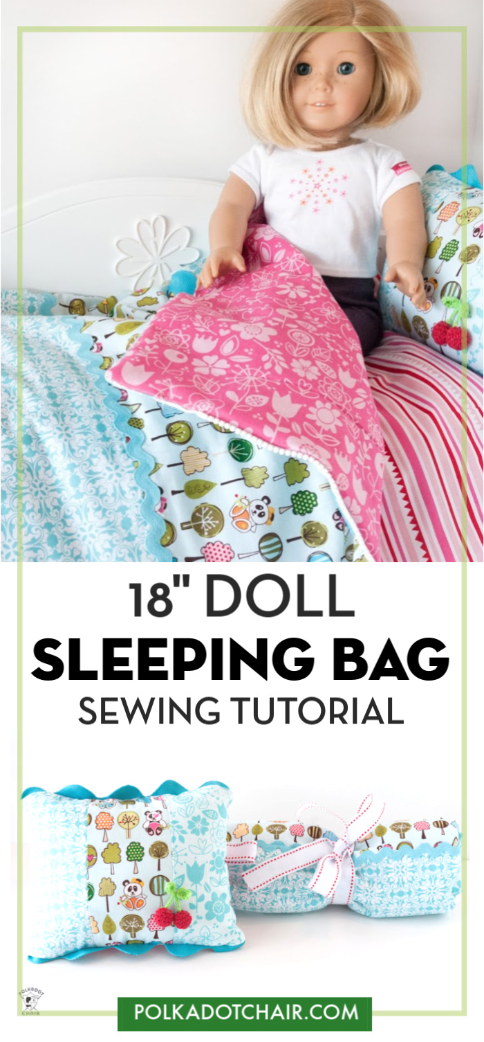 18 inch Doll Sleeping Bag Sewing Pattern Polka Dot Chair