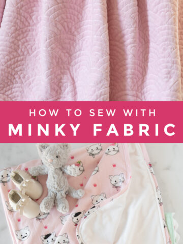 collage image with minky fabric and baby blanket