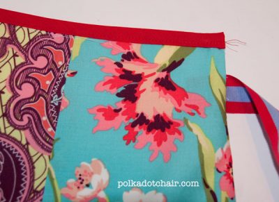 Ribbon sewn to fabric