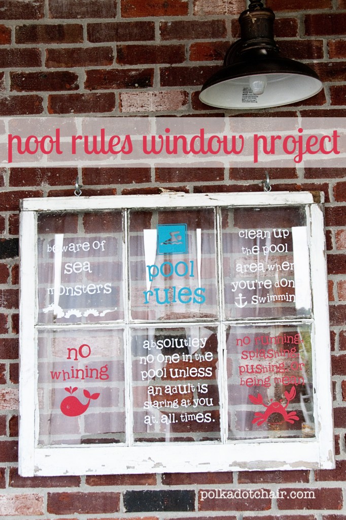 Pool Rules Sign,  make from a old window