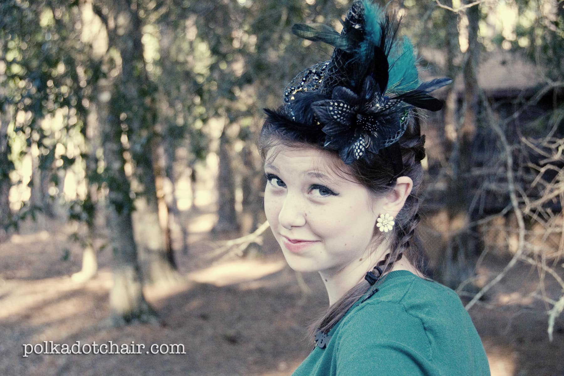 close up of witch hat fascinator