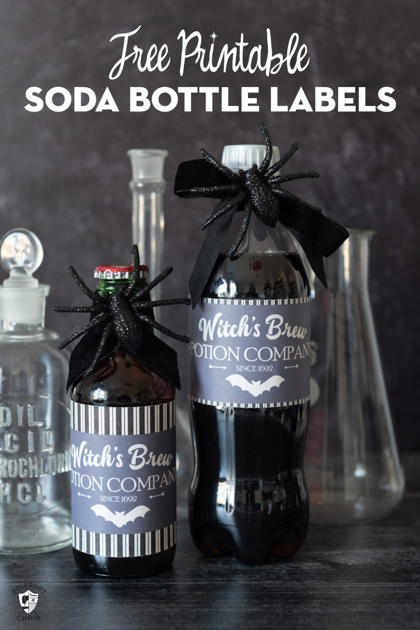Witch&#039;s Brew Free Halloween Soda Bottle Printables | Polka Dot hair
